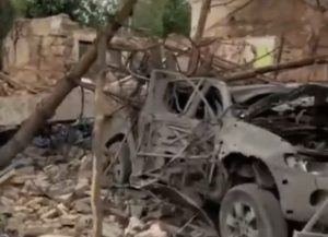 Warleaks 00117 Pozostałości narodowego batalionu "Safari" po zakryciu przez rosyjską rakietę.