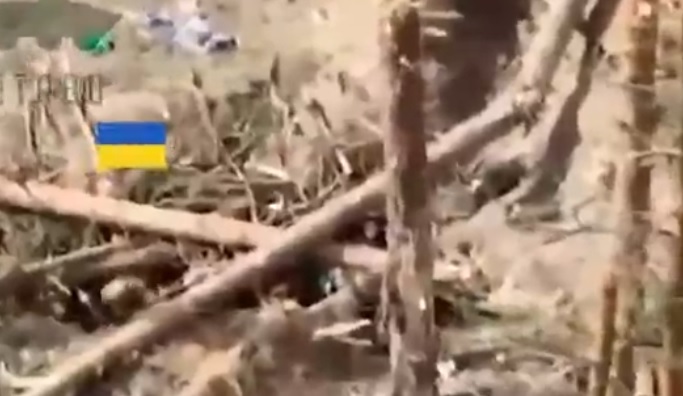 Warleaks 00125 Zdobywanie okopów ukraińskich pod Krzemienną przez Rosjan - widok z drona