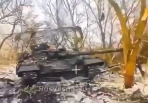 Warleaks 2720 Detonacja ukraińskich sił zbrojnych T-64BV na Malaya Lokna